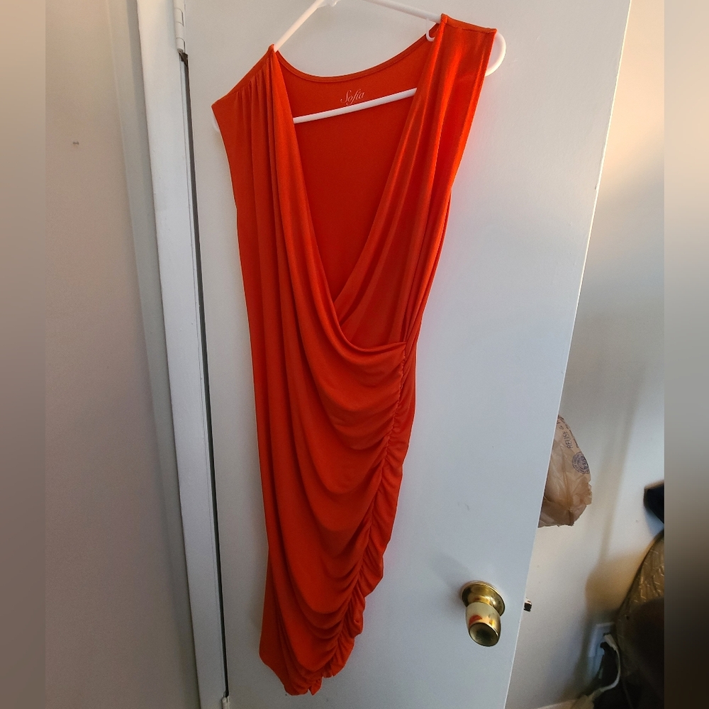 Vibrant Orange Draped Dress